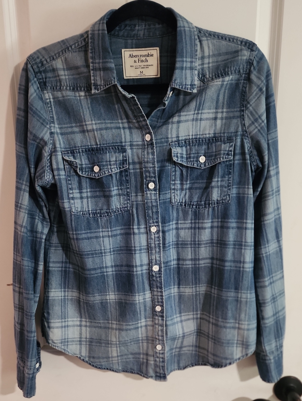 Abercrombie & Fitch Light and Dark Blue Plaid Shirt